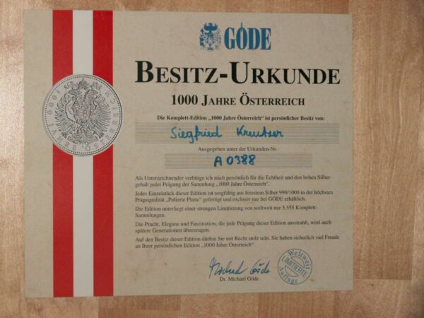 Exklusive Silbermünzsammlung "1000 Jahre Österreich" - Limitierte Edition – Bild 4