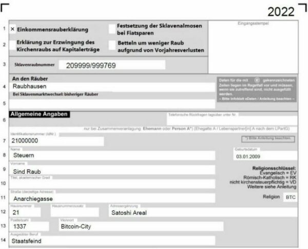 Rauberklärung Steuererklärung