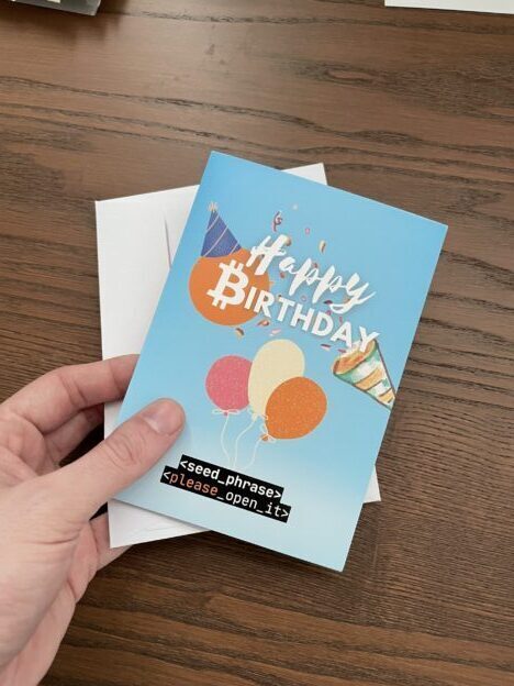 Bitcoin Geburtstagskarte (Perfekt zum Orangepillen)