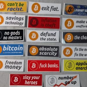 Bitcoin Aufkleber Set (17 Motive) Premium Sticker, wetterfest & UV-beständig