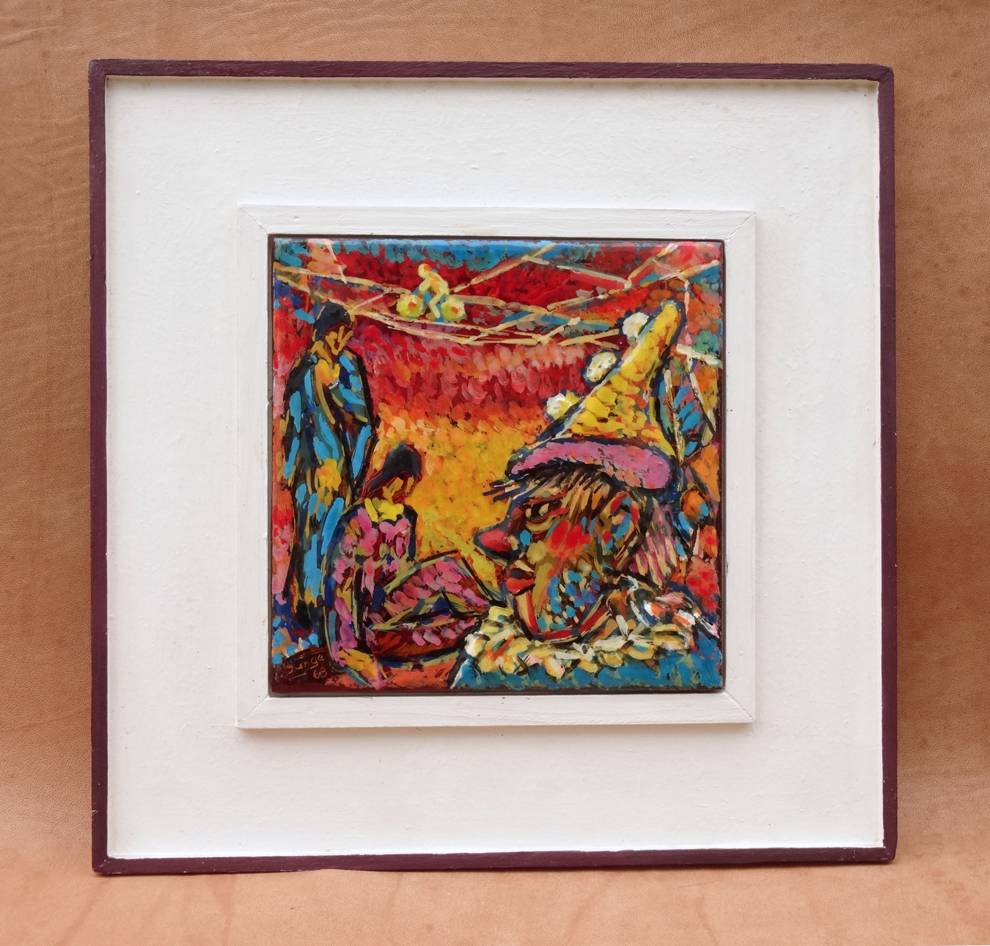 Zirkus-Gemälde, Circus-Szene, Clown, Artisten, Franz Junge, Berlin 1968 – Bild 2