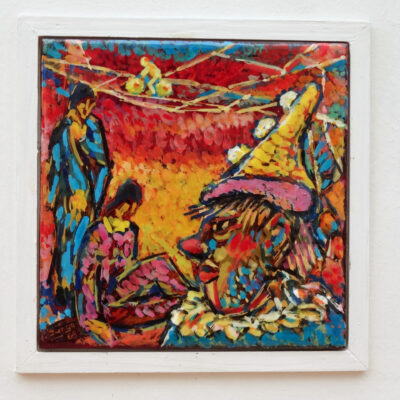 Zirkus-Gemälde, Circus-Szene, Clown, Artisten, Franz Junge, Berlin 1968