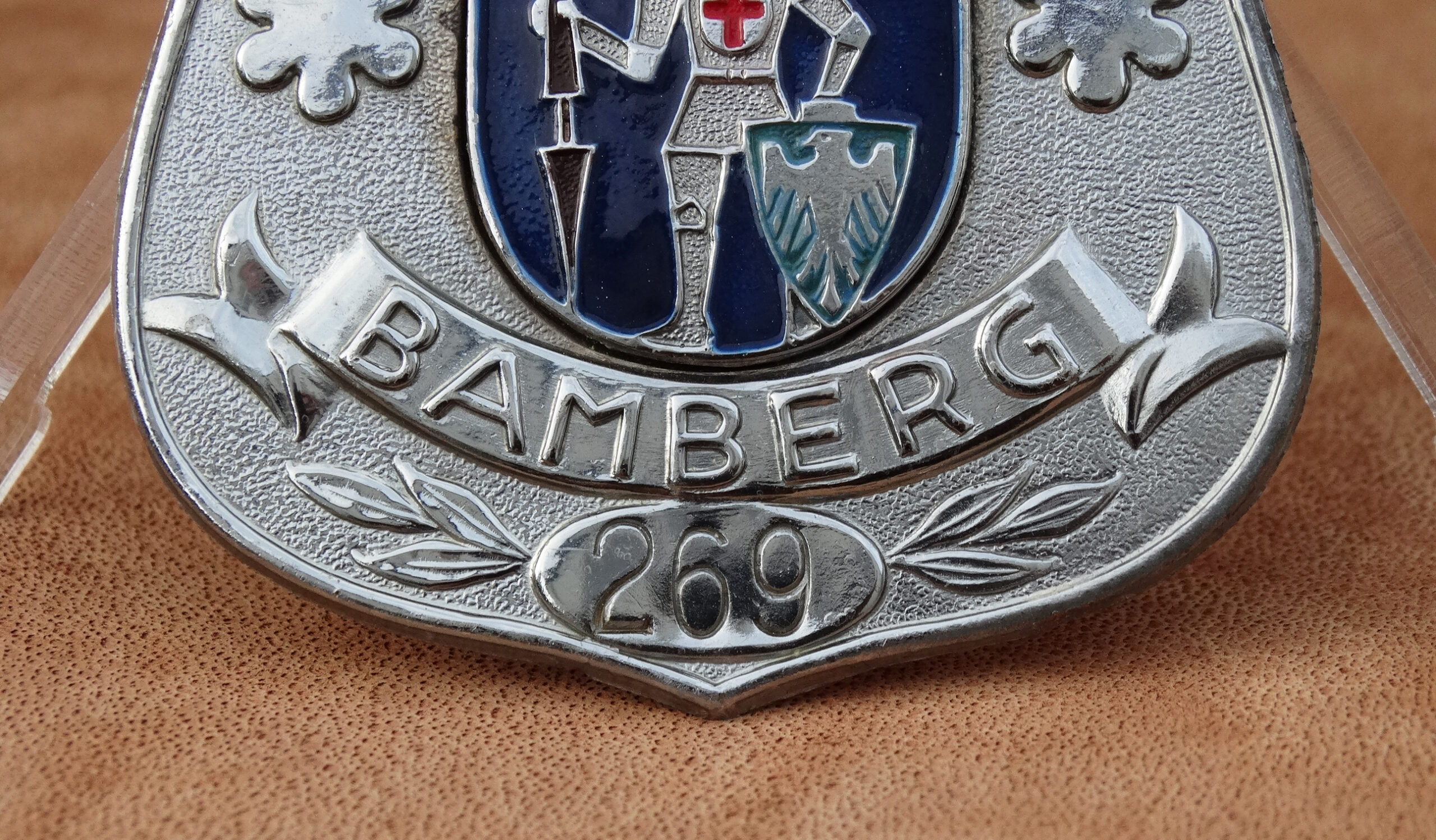 Brustabzeichen, POLIZEI Bamberg, Metall, 1950er Jahre, selten! – Bild 3