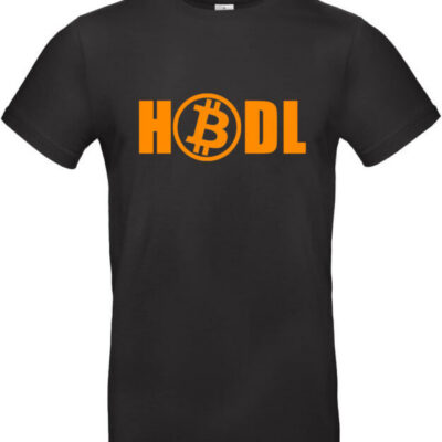 T-Shirt mit Flockdruck - "HODL" oder "EAT, SLEEP, BUY BITCOIN" oder "REBEL" oder "BITCOIN LOGO KLEIN"
