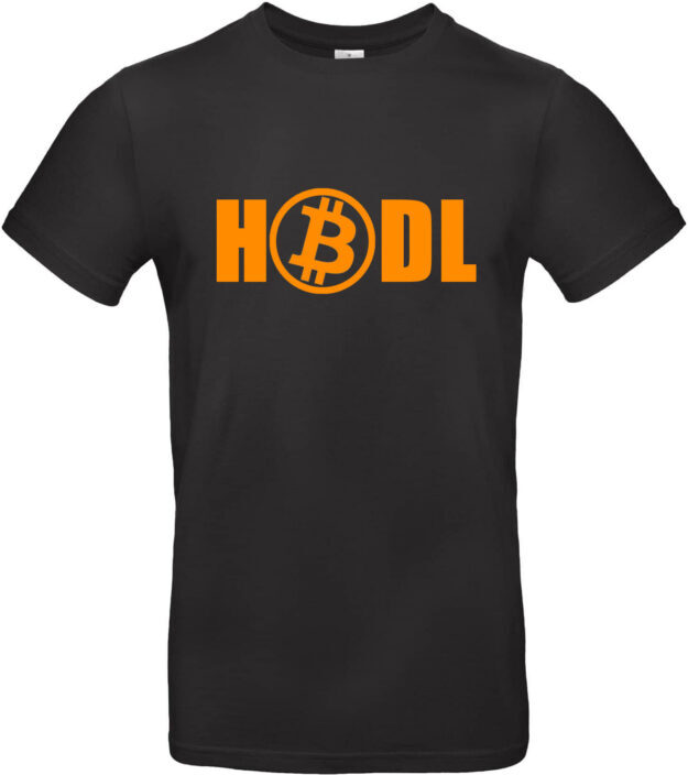 T-Shirt mit Flockdruck - "HODL" oder "EAT, SLEEP, BUY BITCOIN" oder "REBEL" oder "BITCOIN LOGO KLEIN"