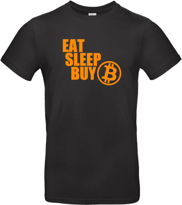 T-Shirt mit Flockdruck - "HODL" oder "EAT, SLEEP, BUY BITCOIN" oder "REBEL" oder "BITCOIN LOGO KLEIN" – Bild 7