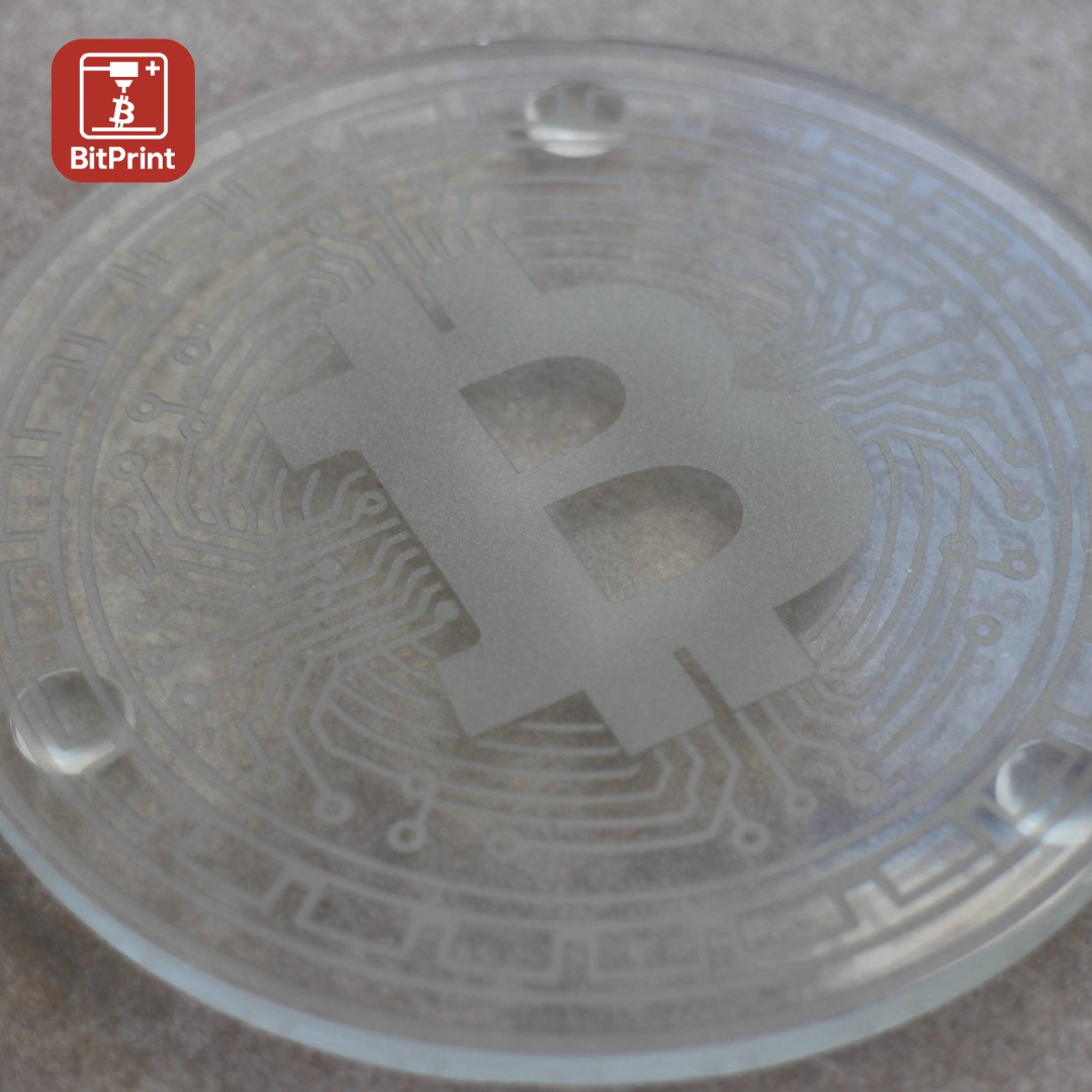 Glasuntersetzer mit Bitcoin Gravur – Bild 2