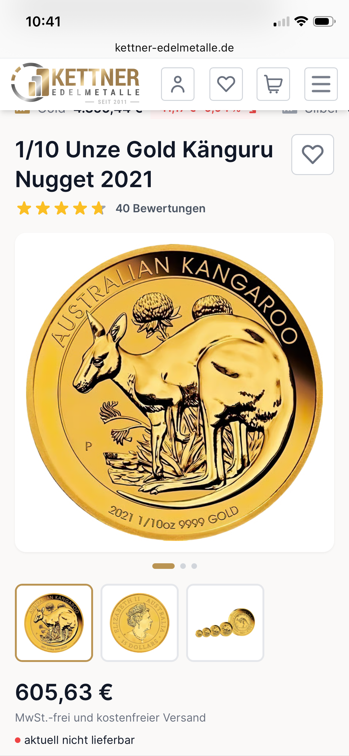 1/10 Unze Gold Känguru Nugget 2021 – Bild 4