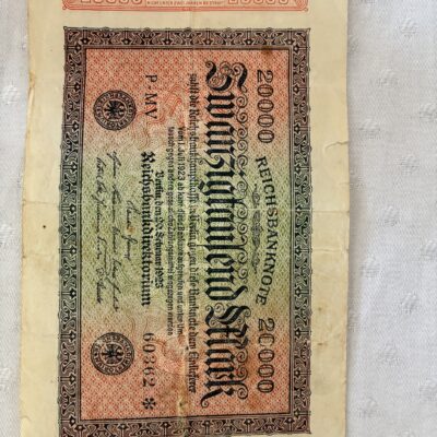 Reichsbanknote 20.000 Mark aus dem Jahr 1923 - Nr. 60362