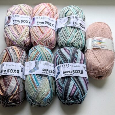 6 Knäuel Lang Yarns Socken Strickgarn | Stricken Häkeln Basteln Winter