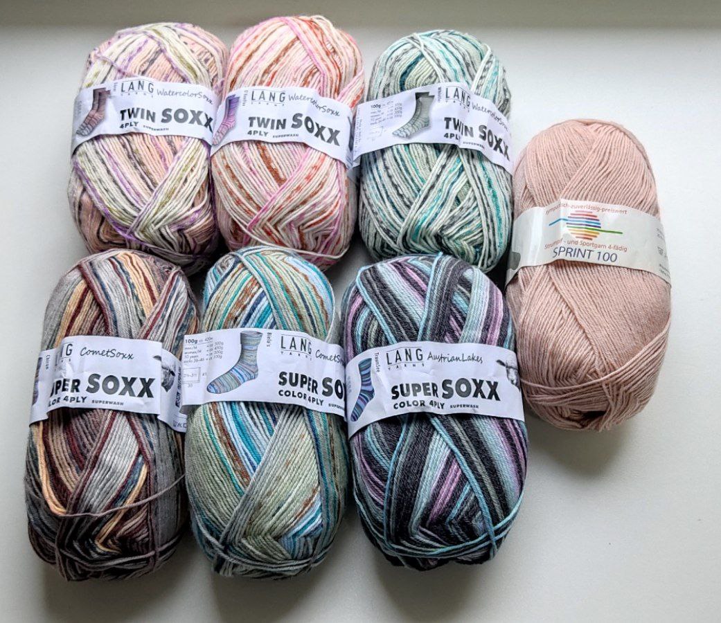 6 Knäuel Lang Yarns Socken Strickgarn | Stricken Häkeln Basteln Winter